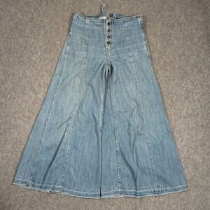Free People Light Wash Blue Denim Button-Fly Wide Leg Jeans Women's Size 27